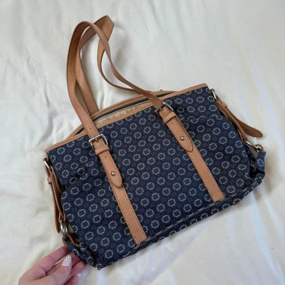 Y2K Nine West blue canvas‎ shoulder bag one size
